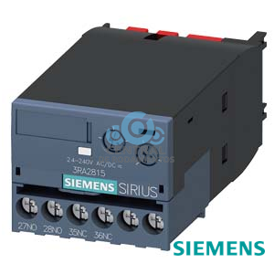 variante retardada electrónicamente de bloque de contactos auxiliares, retardado a desexcitación, sin señal de control, relé 1 NC + 1 NA, rango de tiempo 0,05-100 s, 24-240 V AC/DC, 50/60 Hz, varistor para amortiguar las bobinas de contactor integrado, borne de tornillo, abrochable por el frente a contactores 3RT20 y contactores auxiliares 3RH2