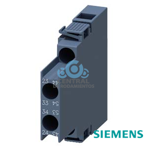 bloque de contactos auxiliares, lateral, 2 NA, izquierda: 43/44, 53/54, derecha: 23/24, 33/34, circuito: 1 NA, 1 NA, borne de tornillo, para contactores 3RT2.1