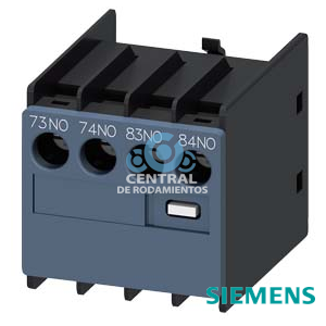 bloque de contactos auxiliares, por el frente, 2 NA, 73/74, 83/84, circuito: 1 NA, 1 NA, entrada de cables por arriba, borne de tornillo, para contactores 3RT2 y contactores auxiliares 3RH2
