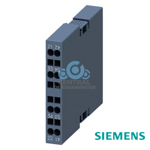 bloque de contactos auxiliares, lateral, 1 NA + 1 NC, izquierda: 41/42, 53/54, derecha: 21/22, 33/34, circuito: 1 NC, 1 NA, borne de resorte, para contactores 3RT2.1