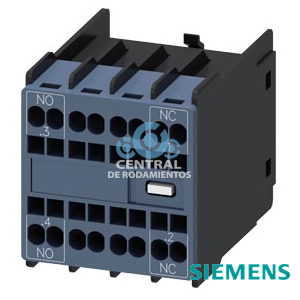 bloque de contactos auxiliares, compatible con electrónica, por el frente, 1 NA + 1 NC, .3/.4, --/--, --/--, .1/.2, circuito: 1 NA (compatible con electrónica), --, --, 1 NC (compatible con electrónica), borne de resorte, para contactores 3RT2 y contactores auxiliares 3RH2