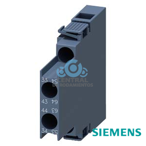 bloque de contactos auxiliares, lateral, 2 NA, izquierda: 53/54, 63/64, derecha: 33/34, 43/44, circuito: 1 NA, 1 NA, borne de tornillo, para contactores 3RT2 y contactores auxiliares 3RH2
