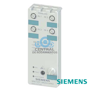 Módulo compacto AS-i K60 analógico 4 AI, IP67 4 entradas, intensidad 4..20 mA, +/- 20 mA para sensores a 4 hilos 4 x conector hembra M12 La placa de montaje 3RK1901-0CA00 debe pedirse por separado