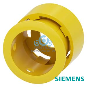 Collar de protección para pulsador de seta de parada de emergencia, 40 mm, para 5 candados, amarillo; metal