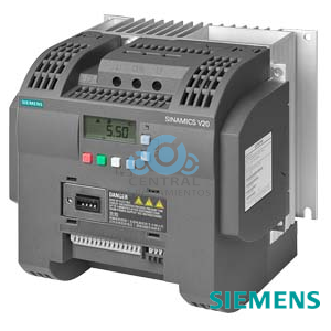 SINAMICS V20 380-480 V 3 AC – 15/+ 10 % 47-63 Hz potencia nominal 5,5 kW con sobrecarga del 150 % durante 60 s sin filtrar E/S: 4 DI, 2 DO, 2 AI, 1 AO bus de campo: USS/Modbus RTU con panel de operador básico incorporado protección: IP20/UL abierto tamaño: C 184 × 182 × 169 (An × Al × P)