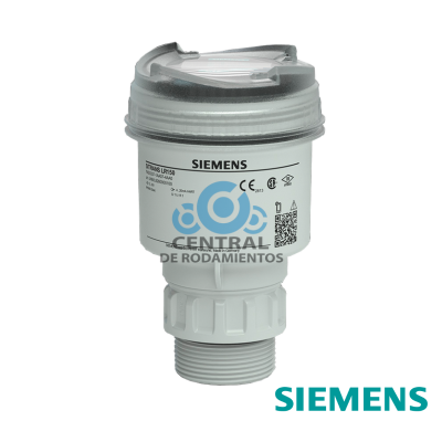 Sensor radar SITRANS LR150 de Siemens, medición sin contacto hasta 15 m, para líquidos y sólidos, con salida 4–20 mA y comunicación HART.