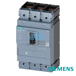 interruptor automático 3VM1 IEC frame 630 clase de poder de corte S Icu=55 kA a 415 V, 3 polos, protección de distribuciones TM220, ATFM, In=630 A protección de sobrecarga Ir=440 A...630 A,