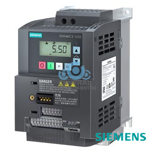 SINAMICS V20 200-240 V 1 AC –10/+10% 47-63 Hz potencia nominal 1,5 kW con sobrecarga del 150 % durante 60 s sin filtrar E/S: 4 DI, 2 DO, 2 AI, 1 AO bus de campo: USS/Modbus RTU con panel de