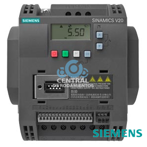 SINAMICS V20 380-480 V 3 AC – 15/+ 10 % 47-63 Hz potencia nominal 5,5 kW con sobrecarga del 150 % durante 60 s sin filtrar E/S: 4 DI, 2 DO, 2 AI, 1 AO bus de campo: USS/Modbus RTU con panel